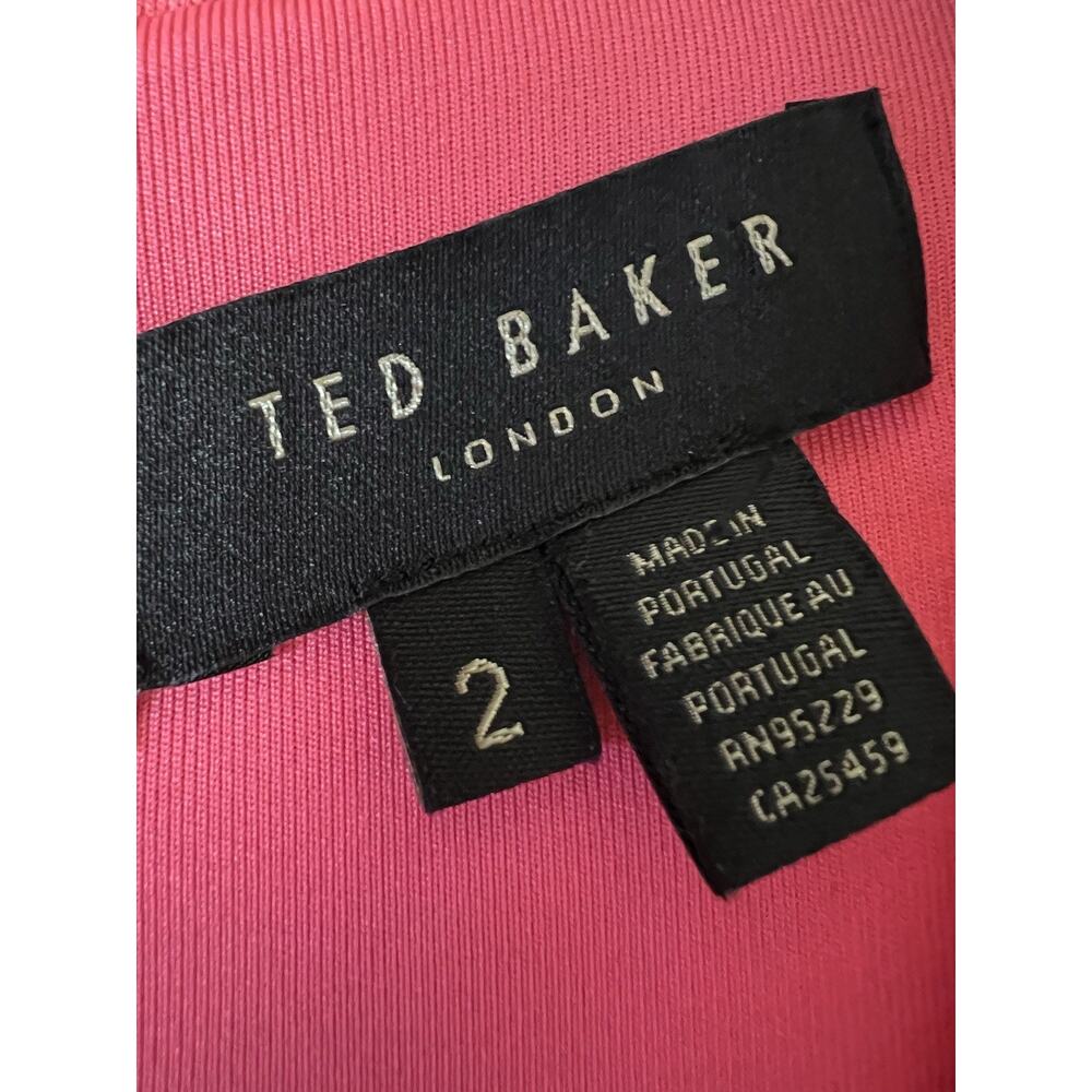 TED BAKER Tammar Knotted Waist Floral Rose On Canvas Stretch Dress Sz 2 US 6 - Picture 12 of 15
